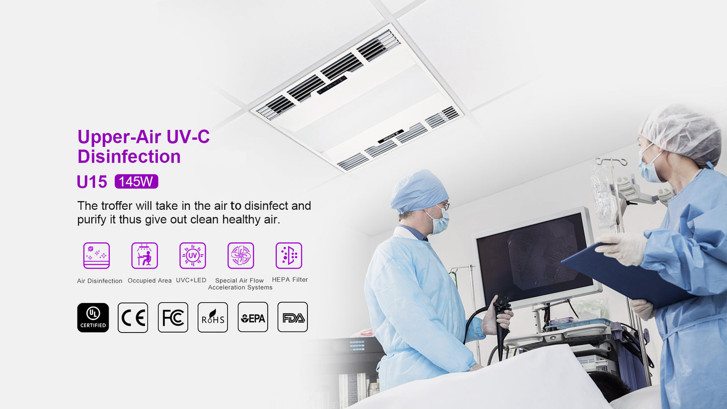 Desinfectante ligero de troffer GermAwayUV UVC de 254 nm