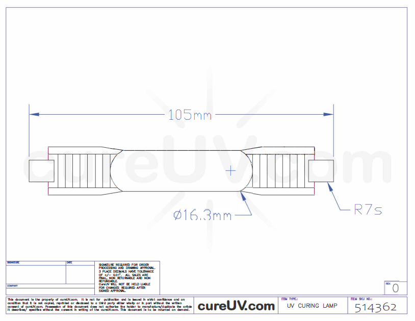 ColorSpan 5460UV Parte # CH231-A Bombilla de lámpara de curado UV