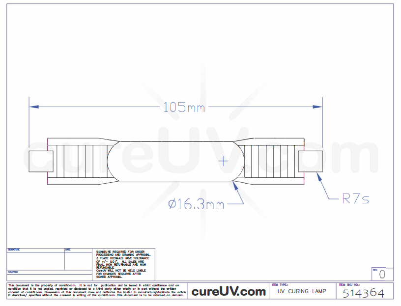 ColorSpan 5460UV Parte # CH231-A Bombilla de lámpara de curado UV