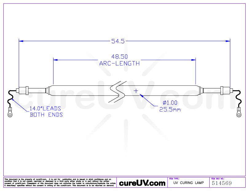 Dorn / SPE Parte # P3048C Bombilla de lámpara de curado UV