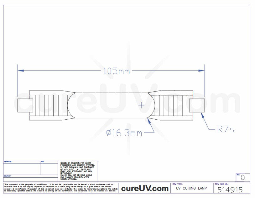 ColorSpan 5460UV Parte # CH231-A Bombilla de lámpara de curado UV