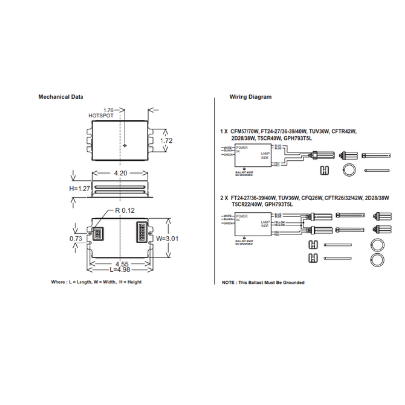 Ballast électronique à semi-conducteurs pour faire fonctionner (2) ampoules UV TUV PL-L36W