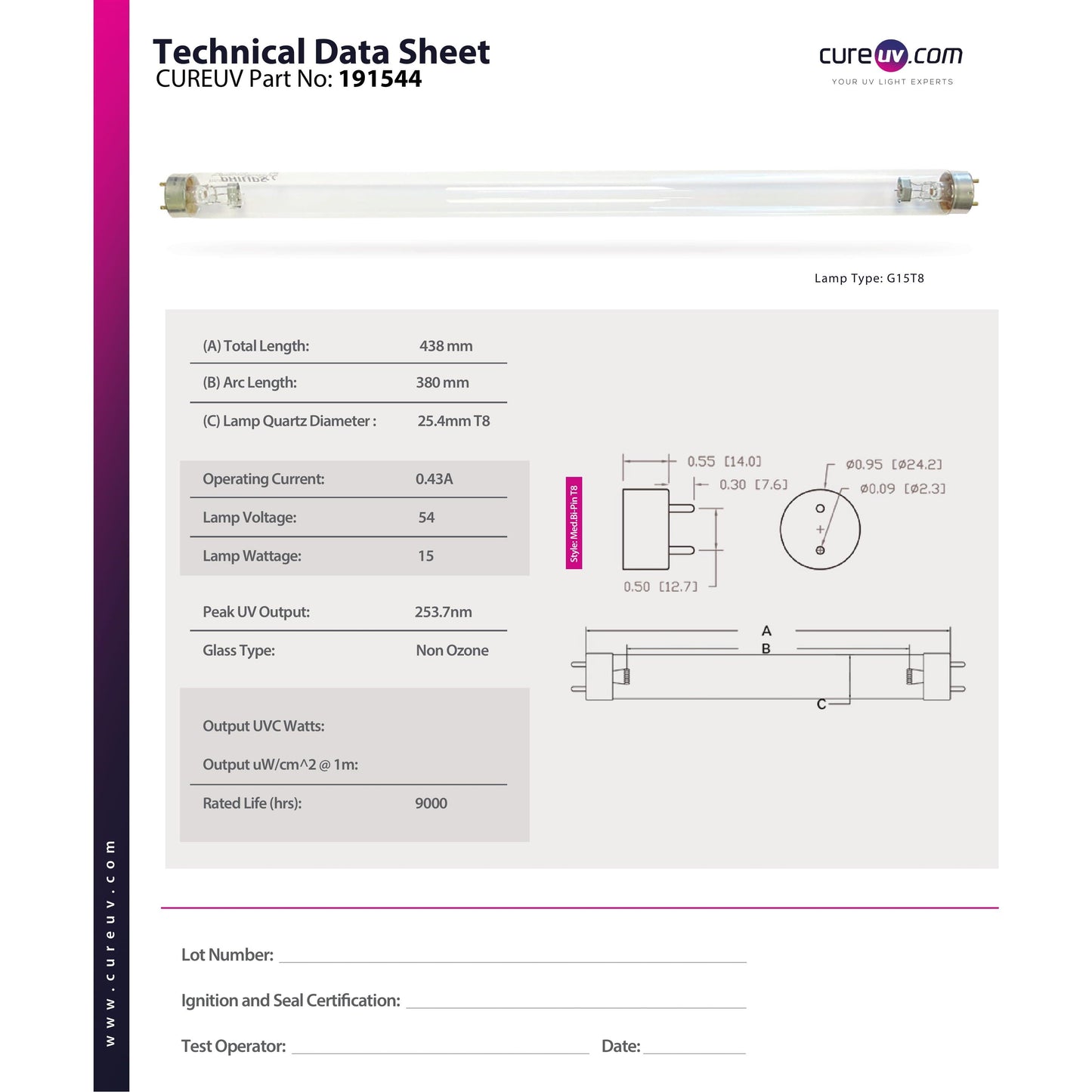 Aquanetics - ALA-15 UV Light Bulb for Germicidal Water Treatment