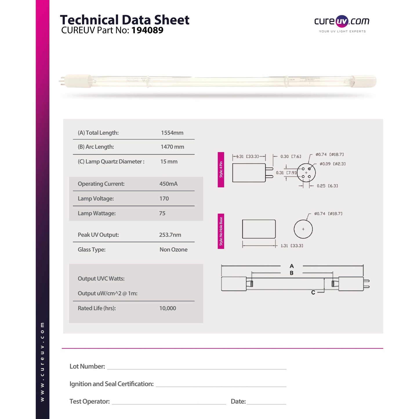 Aqua Azul L-1-804 Replacement UVC Light Bulb