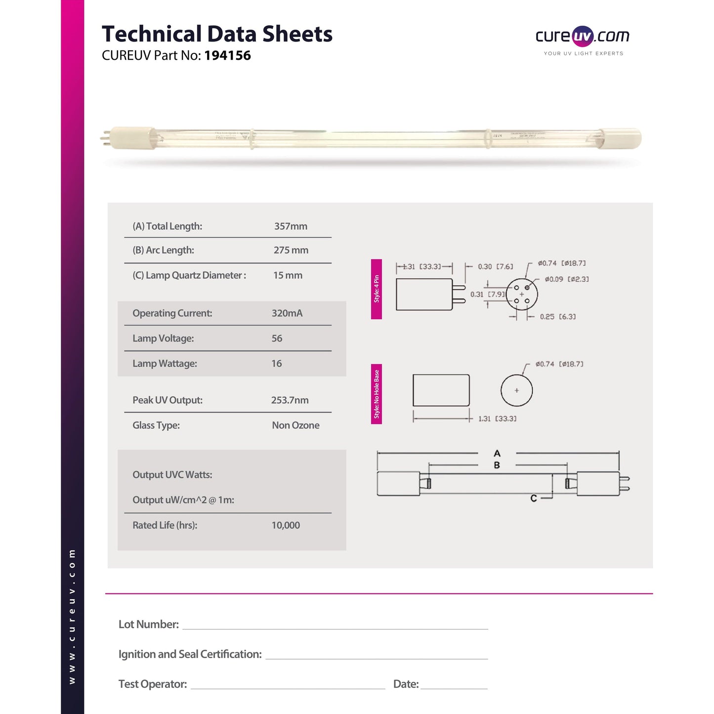 Siemens - ATD-8 UV Light Bulb for Germicidal Water Treatment
