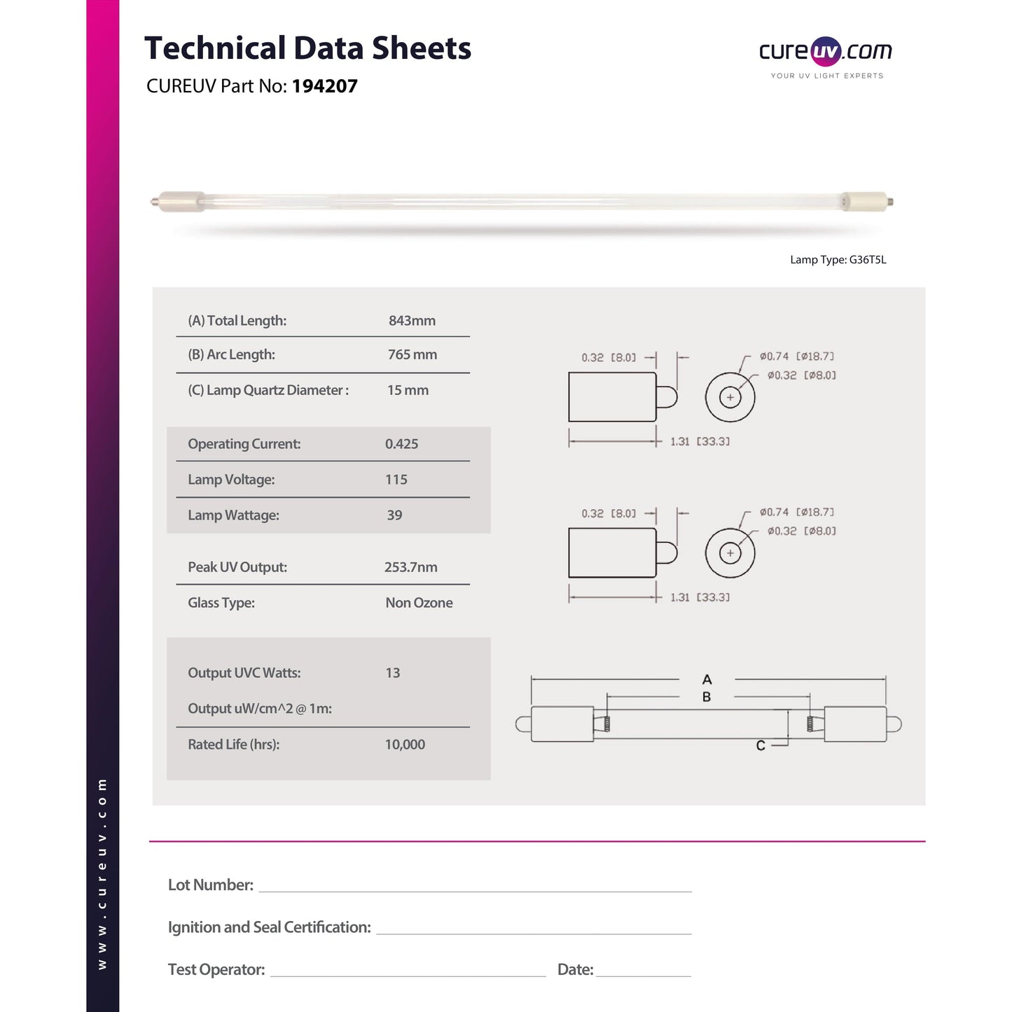 Atlantic Ultraviolet Replacement 05-1343-R UVC Light Bulb