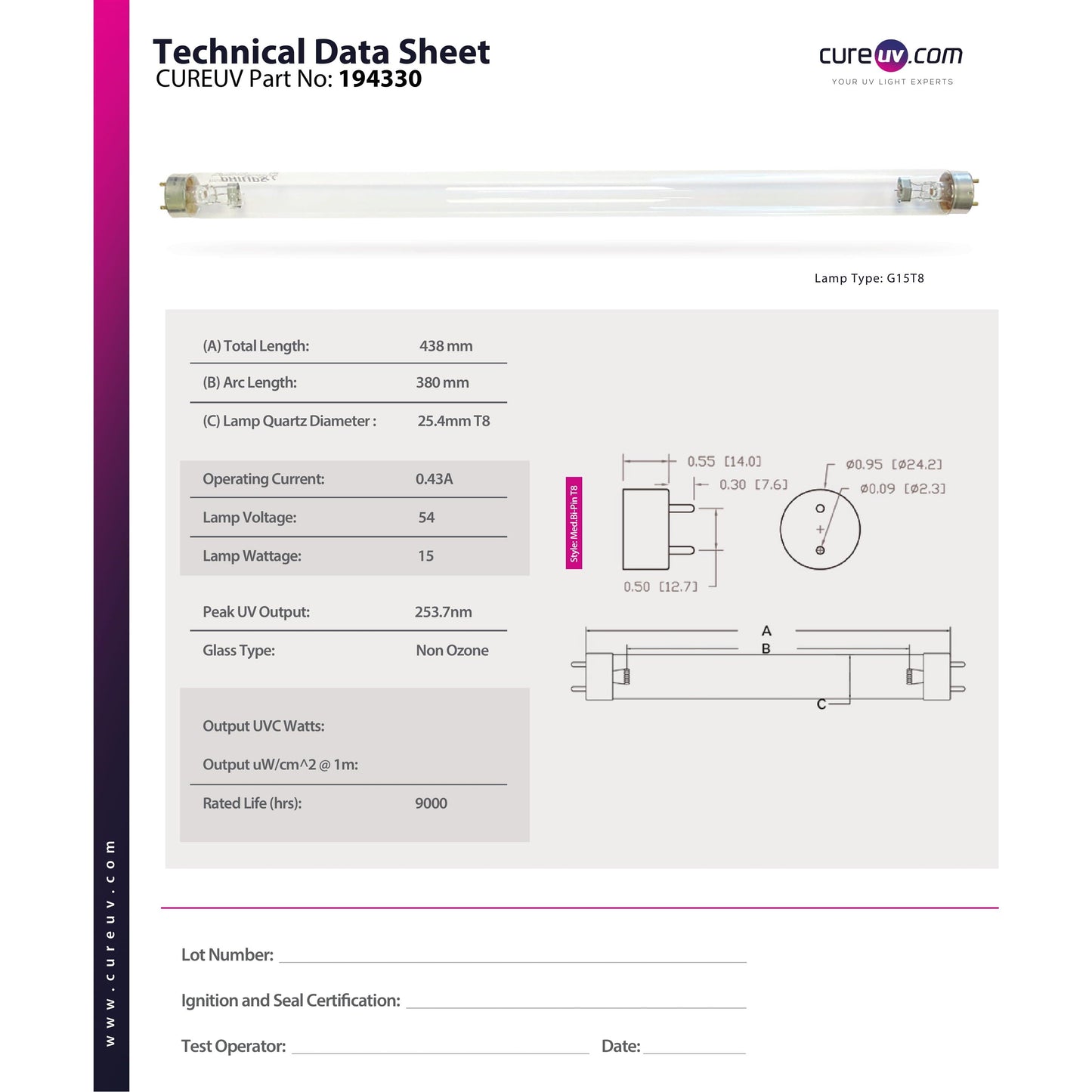 American Ultraviolet GML210 Compatible CureUV Brand Replacement UVC Light Bulb