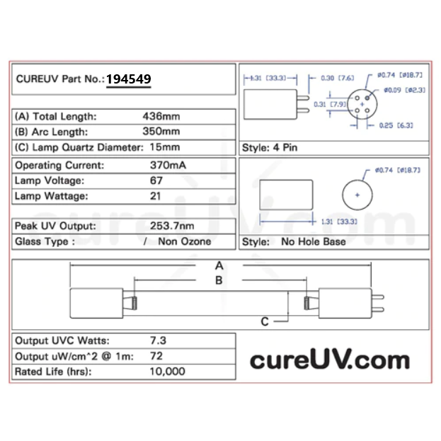Ultraviolet Purification - L14UT4 UV Light Bulb for Germicidal Water Treatment