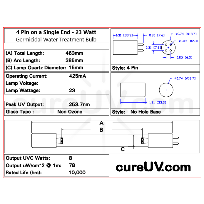 O-So Pure # DWS-UV9BB Bombilla UV germicida de repuesto