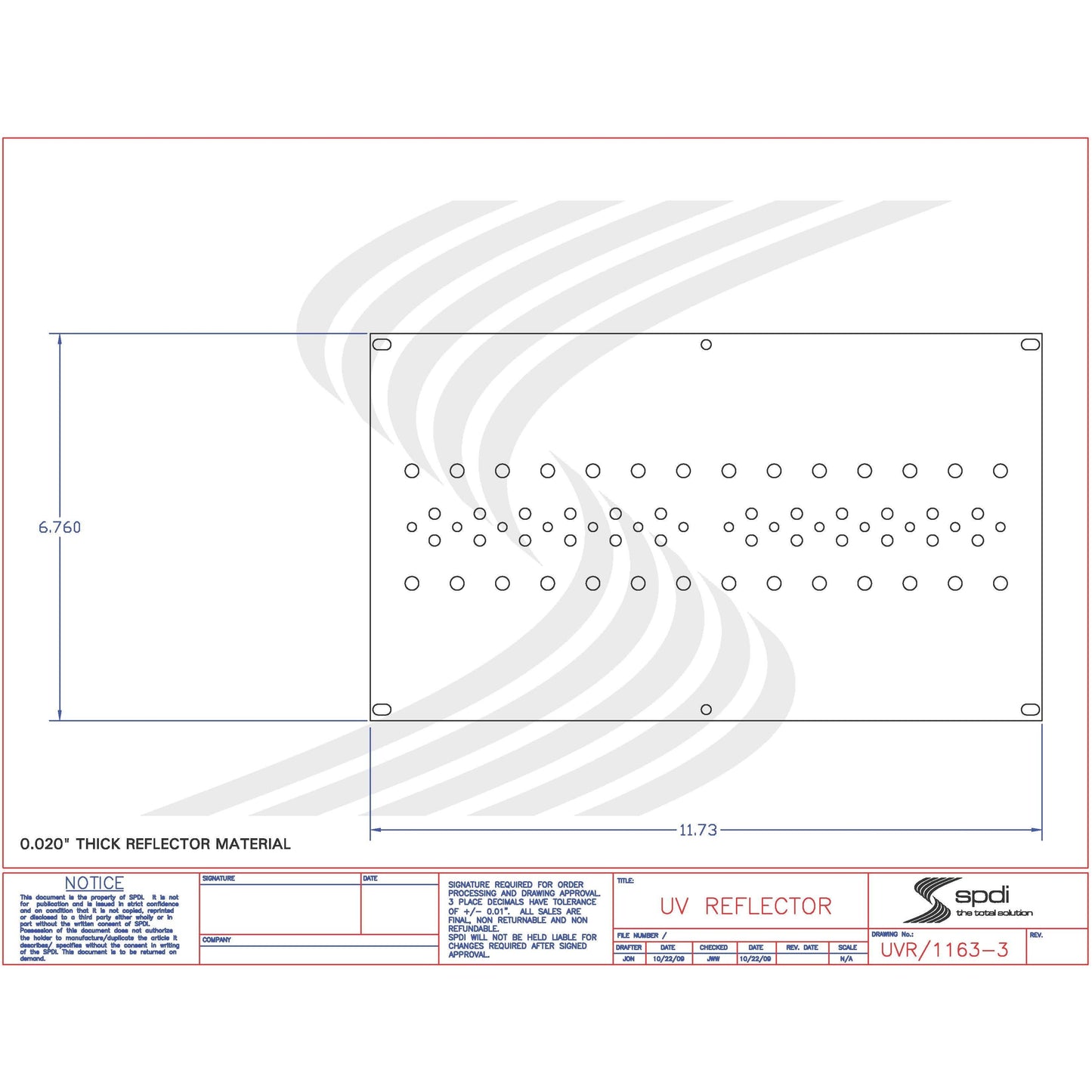 Metal Box Part # MB1163 UV Curing Reflector Liner-(1163-3)