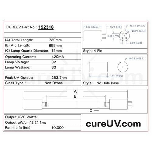 Germicidal UV Bulbs - Aqua Treatment Service ATS4-739 Replacement UVC Light Bulb