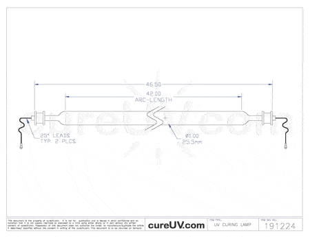 UV Curing Lamp - Aetek Part # 0700968 UV Curing Lamp Bulb