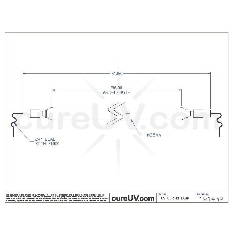 UV Curing Lamp - Cefla Part # 601100064 UV Curing Lamp Bulb - Standard Mercury