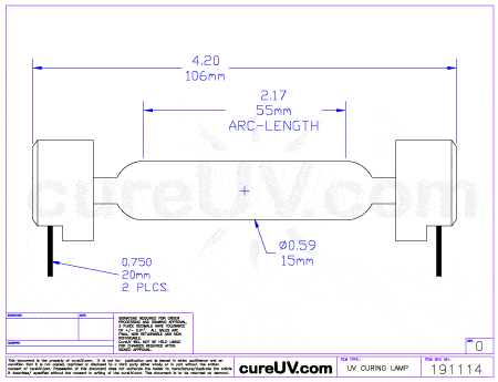 UV Curing Lamp - ColorSpan DisplayMaker 72 UVR SO 055A UV Curing Lamp Bulb