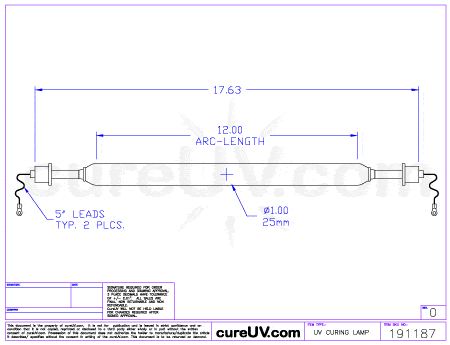 UV Curing Lamp - Delle Vedove Part # 952D011000 UV Curing Lamp Bulb