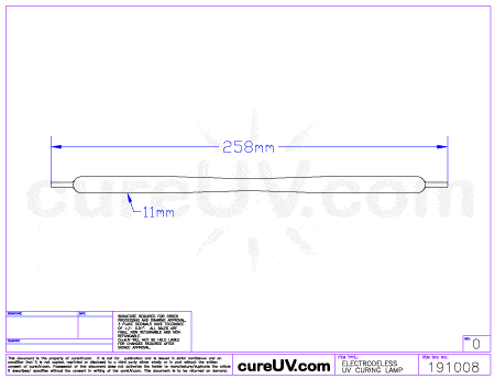 UV Curing Lamp - Fusion UV 558497 Equivalent 10" V Type UV Lamp