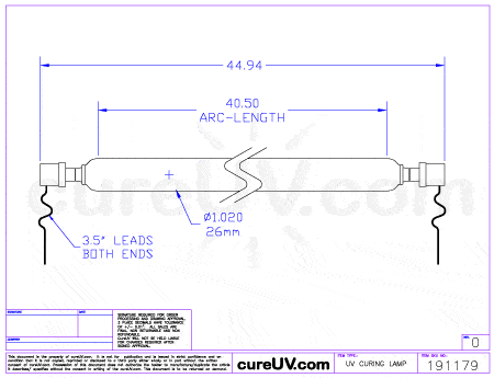UV Curing Lamp - Grafix Part # UVD1004008 UV Curing Lamp Bulb