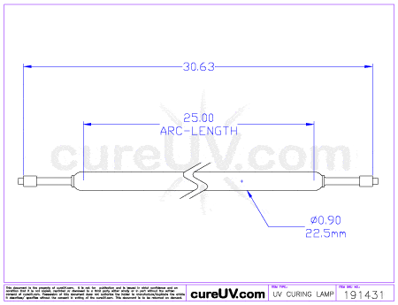 UV Curing Lamp - Hanovia Part # 6524A431 UV Curing Lamp Bulb