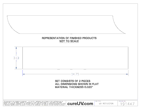 UV Curing Lamp - Hanovia Part # 6812A431 UV Curing Lamp And Reflector Kit