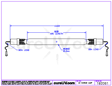 UV Curing Lamp - Singulus/Skyline Part # DQ2223 UV Curing Lamp Bulb