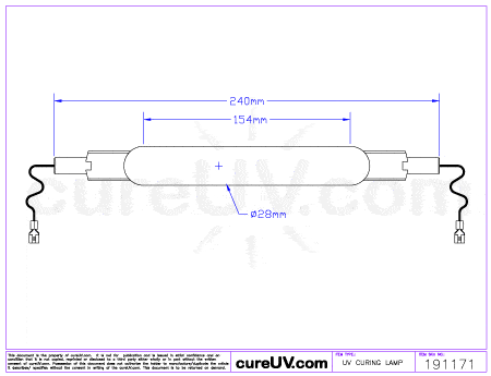 UV Curing Lamp - Ushio MHL-5027 Metal Halide UV Lamp