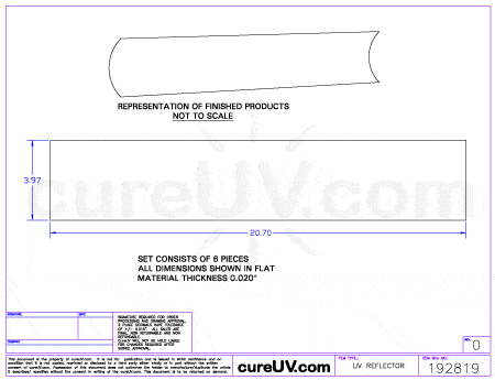 UV Curing - Miltec Part # 9033607 UV Curing Reflector Liners