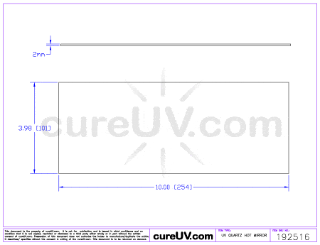 UV Quartz Plate - VUTEk GS2000 Replacement UV Quartz Hot Mirror - IR Blocker