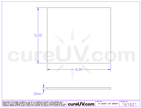 UV Quartz Plate - VUTEk PressVu 600 Replacement UV Quartz Hot Mirror - IR Blocker