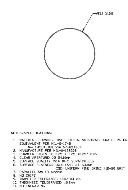 Round UV Fused Quartz Silica Replacement # G1440