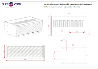 Système de polymérisation LED compact CureUV 400W à montage mural