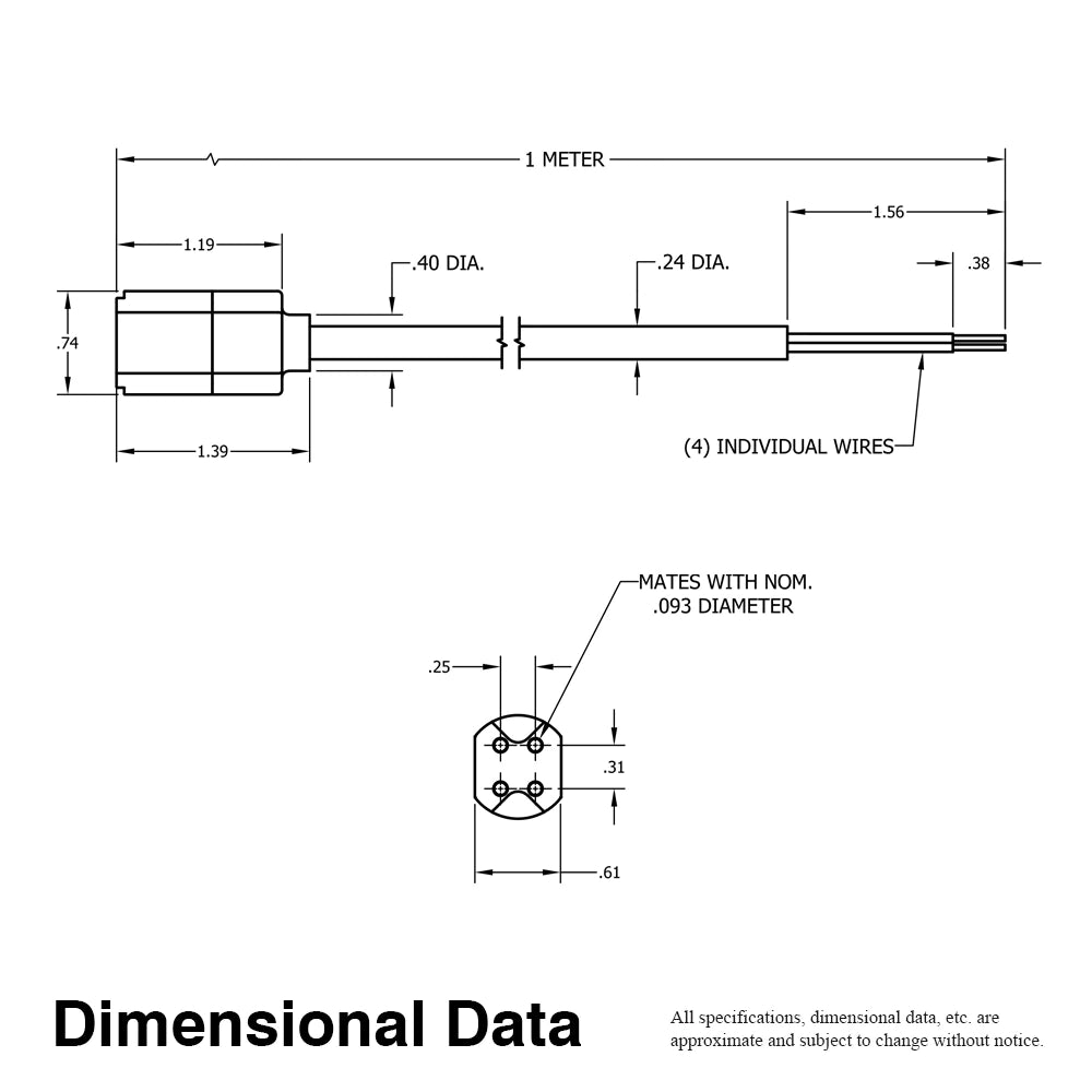 4-Pin Lamp Socket with 1 Meter Lead Wire (18 AWG)