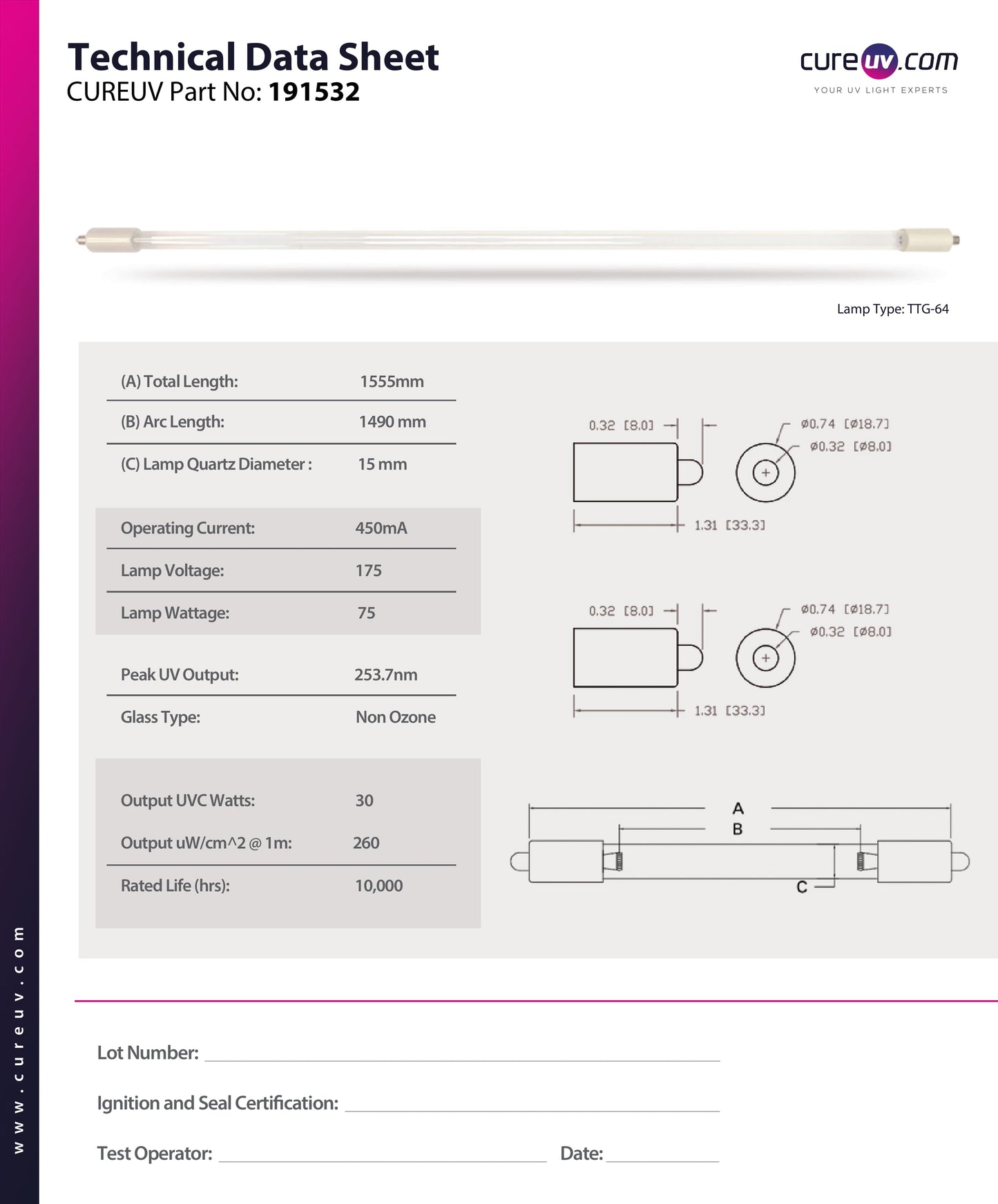 Atlantic Ultraviolet Authentic Replacement 05-1338A-R UVC Light Bulb