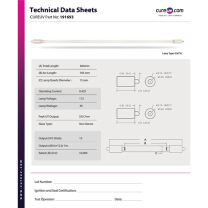 Lancaster Pump 7L8-246 Replacement UVC Light Bulb