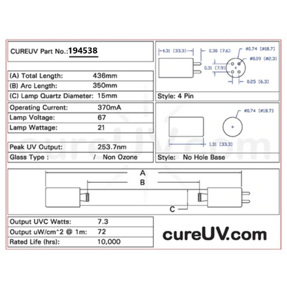 Ideal Horizons - 42016 UV Light Bulb for Germicidal Water Treatment