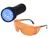 51-LED Portable UV Inspection Flashlight 7202UV395 and Safety Glasses