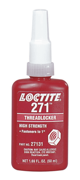 Loctite 271 Series High-Strength Threadlocker, Red Liquid, 50mL Bottle