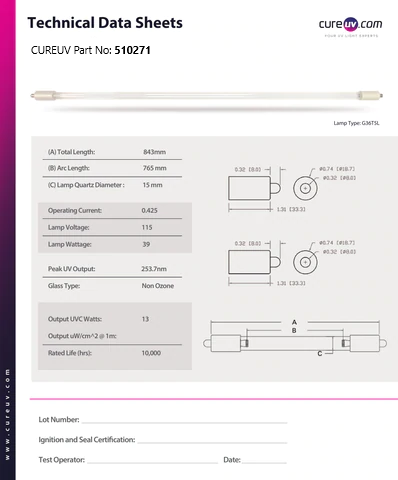 American Air & Water L-040433 Replacement UVC Light Bulb