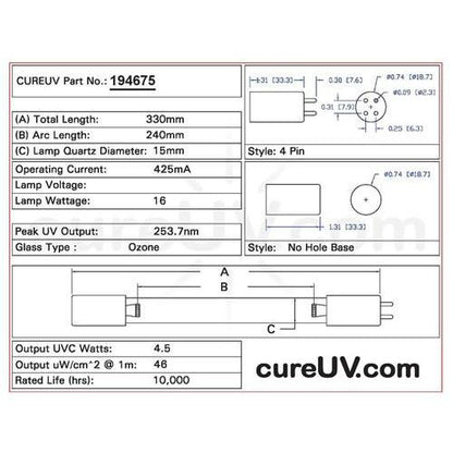 Germicidal UV Bulbs - Master Water Conditioning GPH330T5VH/4 Replacement UVC Light Bulb