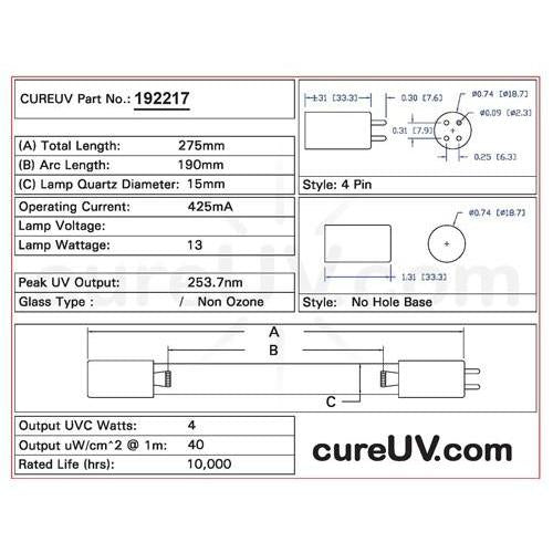 Germicidal UV Bulbs - Pentek 163508 Replacement UVC Light Bulb
