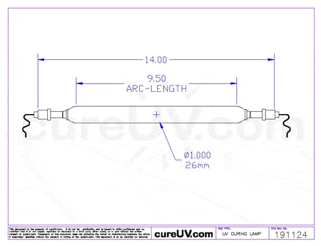 UV Curing Lamp - Leggett & Platt Virtu 3600 Part # 230774 UV Curing Lamp Bulb