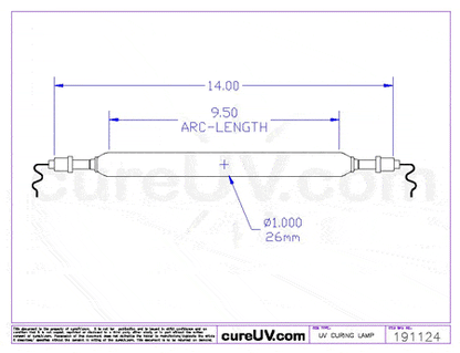 UV Curing Lamp - Leggett & Platt Virtu 3600 Part # 230774 UV Curing Lamp Bulb