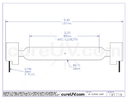 UV Curing Lamp - Oce Arizona 550 GT SO 085H UV Curing Lamp Bulb