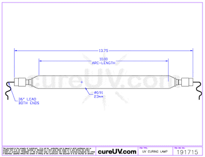 UV Curing Lamp - Polytype Printer Part # UVH3023 UV Curing Lamp Bulb